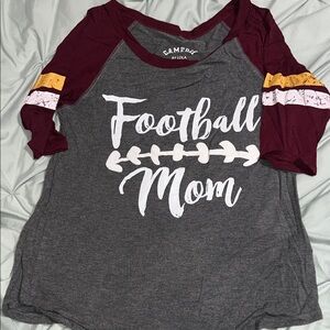 Ameda Gray and Maroon Football Mom Long Sleeve Tee